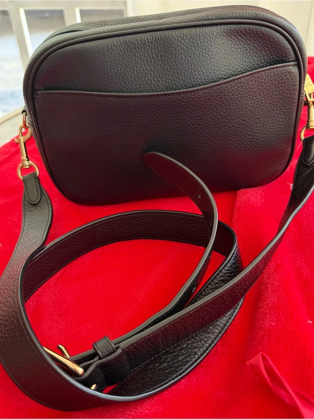 Coach Black Pebbled Leather Crossbody with Gold Hardware